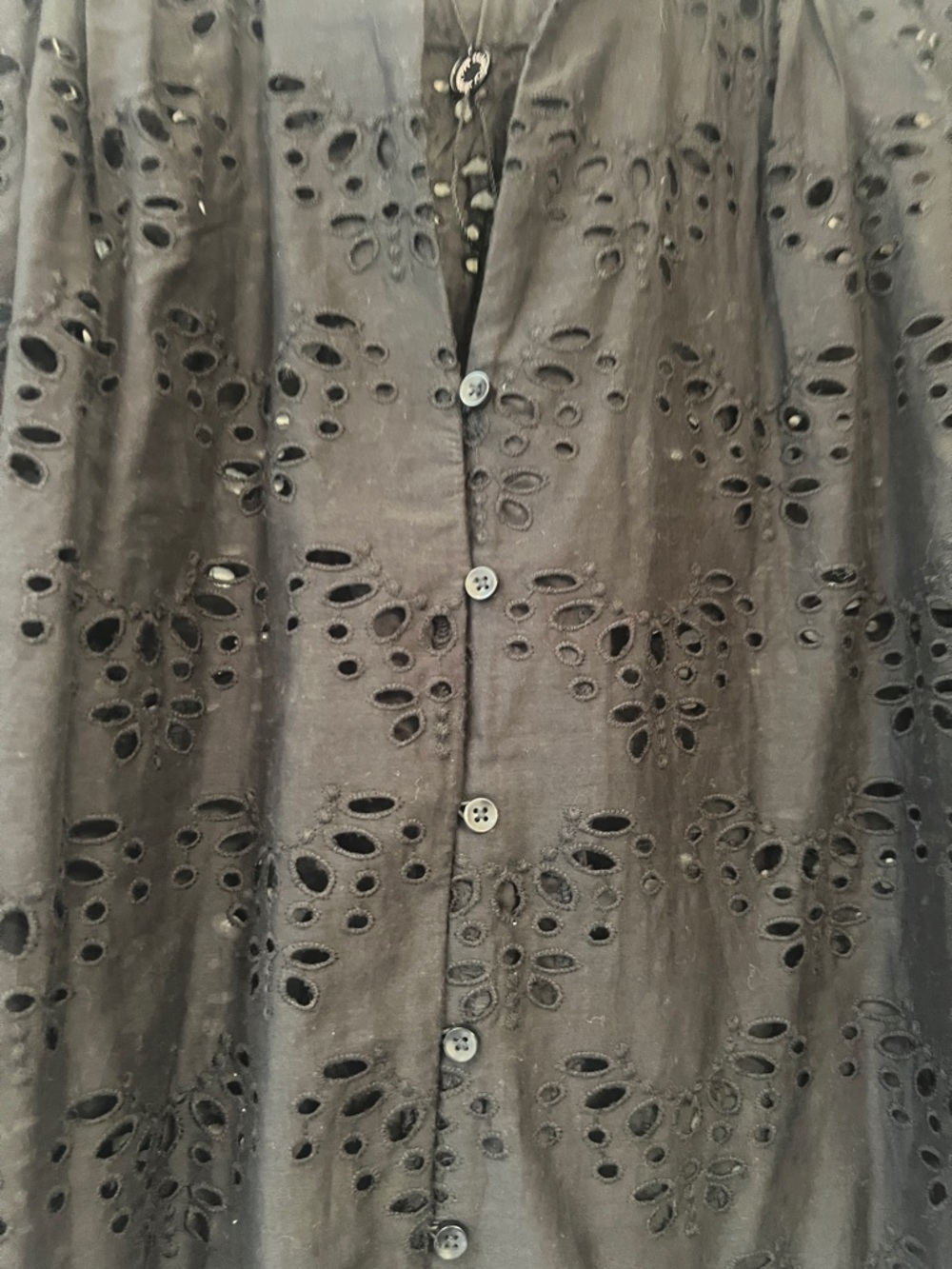 Catherine Malandrino Black Eyelet Button-Up Top - Picture 5 of 6